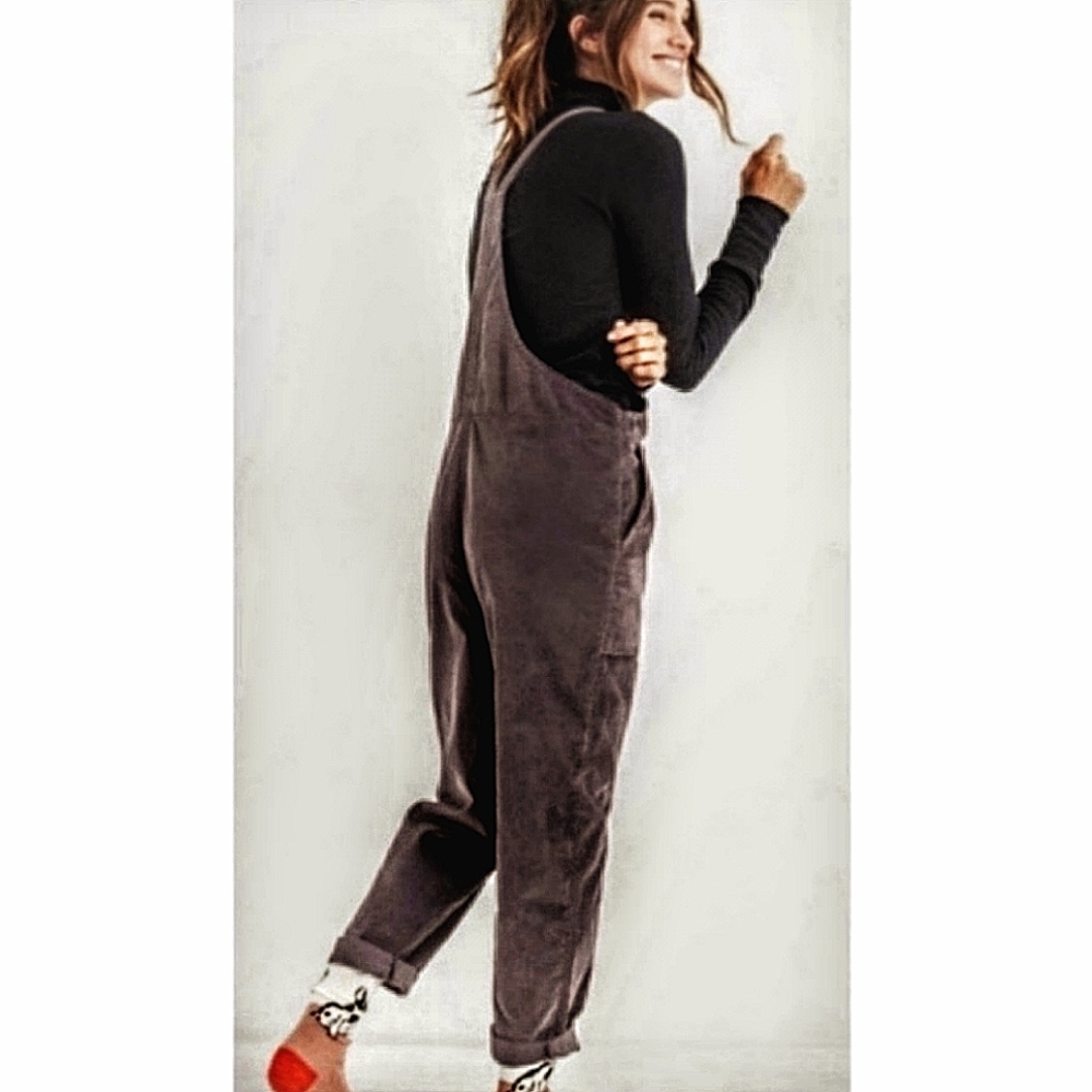 Aerie Velvet Overalls Mocha Brown Size Medium